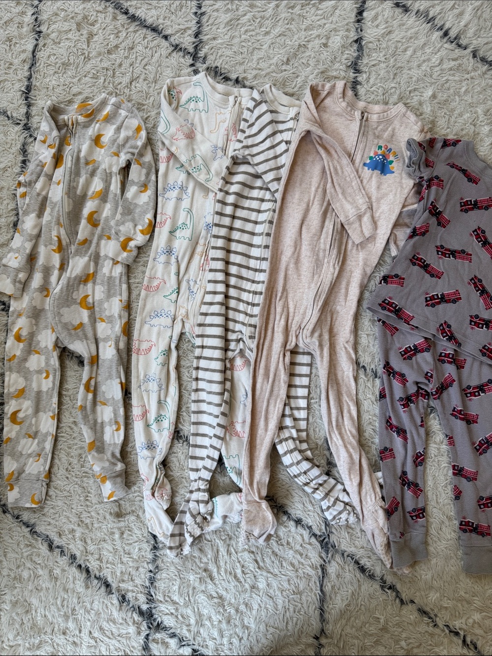Toddler 2T Pajamas Bundle - Mixed Prints (Moons, Dinosaurs, Stripes, Trucks)
